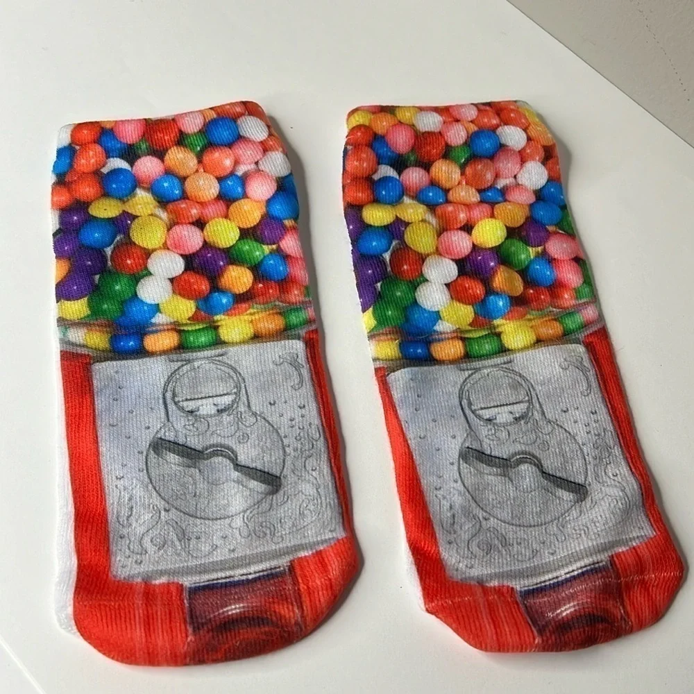 Living Royal Adult 6-12 Gumball Machine Photo Ankle Socks - New